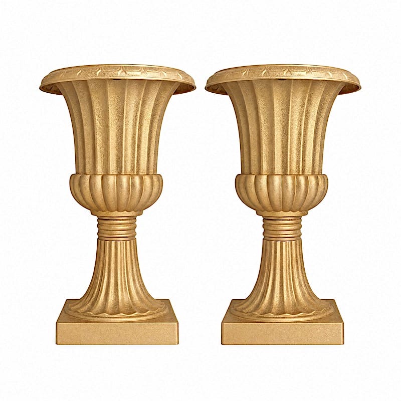 2 pcs 20" tall Plastic Roman Column Urn Planters with Detachable 3-Piece Convertible Design - Gold PROP_ROMA_30_GOLD