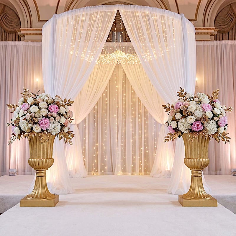 2 pcs 20" tall Plastic Roman Column Urn Planters with Detachable 3-Piece Convertible Design - Gold PROP_ROMA_30_GOLD