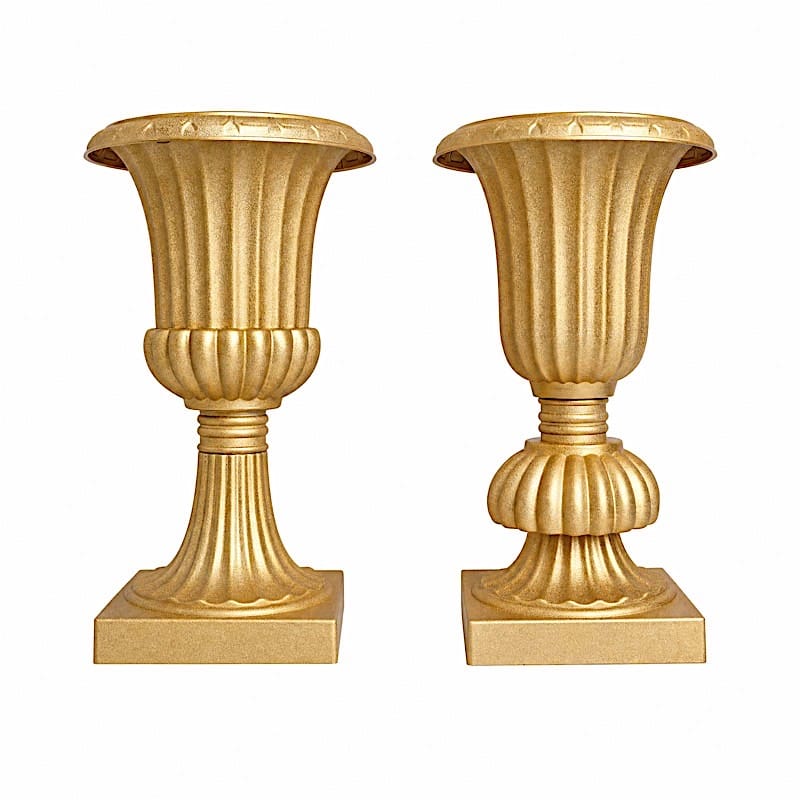 2 pcs 20" tall Plastic Roman Column Urn Planters with Detachable 3-Piece Convertible Design - Gold PROP_ROMA_30_GOLD