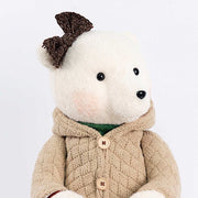 2 pcs 24" Plush Teddy Bear Figurines Boy & Girl with Knit Jackets