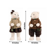 2 pcs 24" Plush Teddy Bear Figurines Boy & Girl with Knit Jackets