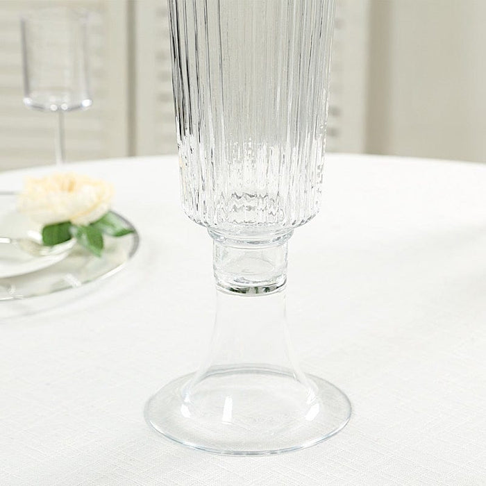 2 pcs 32" Glass Trumpet Vases Ribbed Design - Clear VASE_A74_RIB_32_CLR