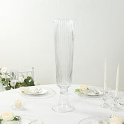 2 pcs 32" Glass Trumpet Vases Ribbed Design - Clear VASE_A74_RIB_32_CLR
