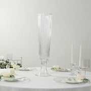 2 pcs 32" Glass Trumpet Vases Ribbed Design - Clear VASE_A74_RIB_32_CLR