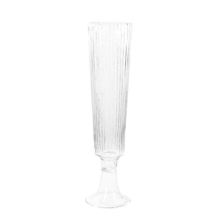 2 pcs 32" Glass Trumpet Vases Ribbed Design - Clear VASE_A74_RIB_32_CLR