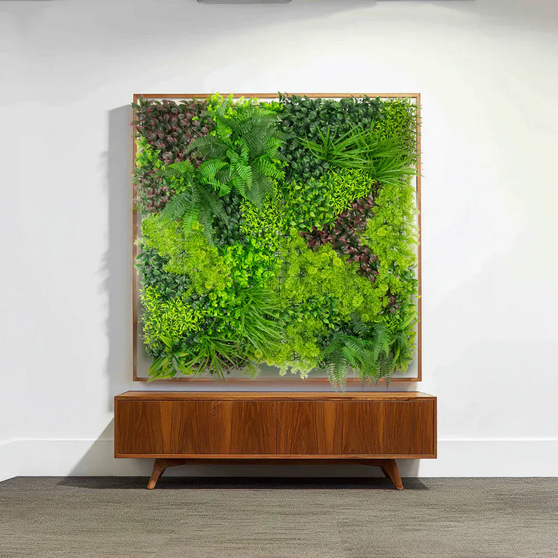 2 pcs 40"×40" Artificial Grass Wall Panels with Mixed Fern and Ivy Leaves - Green ARTI_PANHD_80X40_GRN01