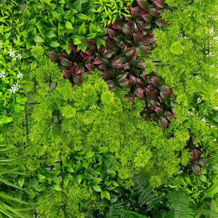 2 pcs 40"×40" Artificial Grass Wall Panels with Mixed Fern and Ivy Leaves - Green ARTI_PANHD_80X40_GRN01