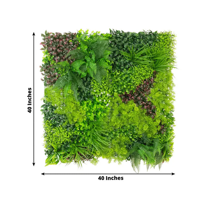 2 pcs 40"×40" Artificial Grass Wall Panels with Mixed Fern and Ivy Leaves - Green ARTI_PANHD_80X40_GRN01