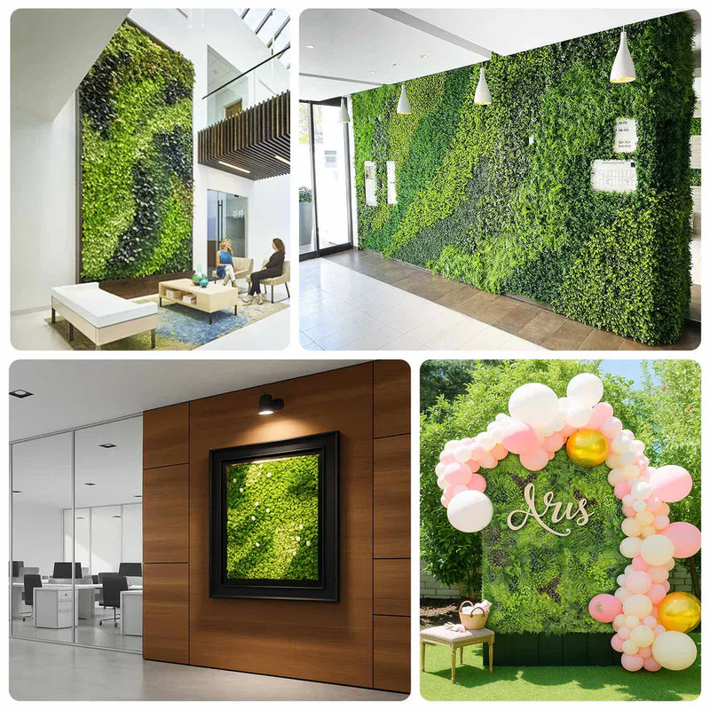 2 pcs 40"×40" Artificial Grass Wall Panels with Mixed Fern and Ivy Leaves - Green ARTI_PANHD_80X40_GRN01