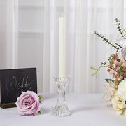 2 pcs 5" Crystal Hour Glass Pillar Candlestick Holders with Diagonal Stripes -Clear CAND_HOLD_TP005_CLR