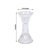 2 pcs 5" Crystal Hour Glass Pillar Candlestick Holders with Diagonal Stripes -Clear CAND_HOLD_TP005_CLR