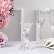 2 pcs 5" Crystal Hour Glass Pillar Candlestick Holders with Diagonal Stripes -Clear CAND_HOLD_TP005_CLR