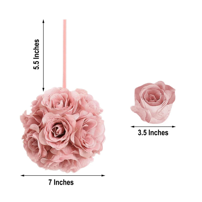 2 pcs 7" wide Silk Roses Kissing Balls