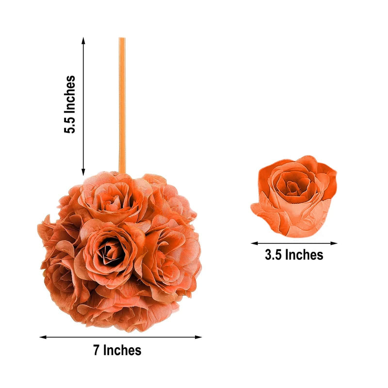 2 pcs 7" wide Silk Roses Kissing Balls