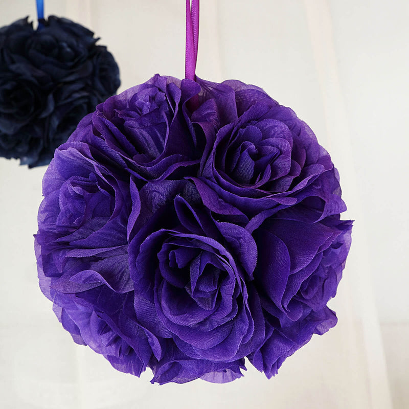 2 pcs 7" wide Silk Roses Kissing Balls