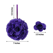 2 pcs 7" wide Silk Roses Kissing Balls