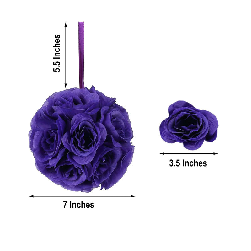 2 pcs 7" wide Silk Roses Kissing Balls