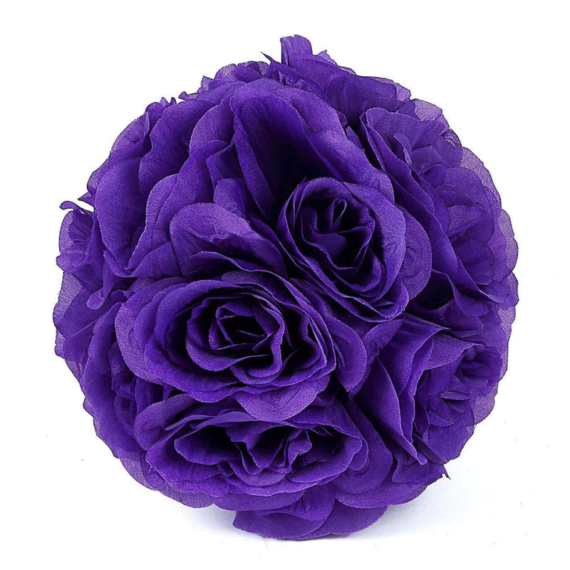 2 pcs 7" wide Silk Roses Kissing Balls ARTI_BALL_RS01_7_PURP