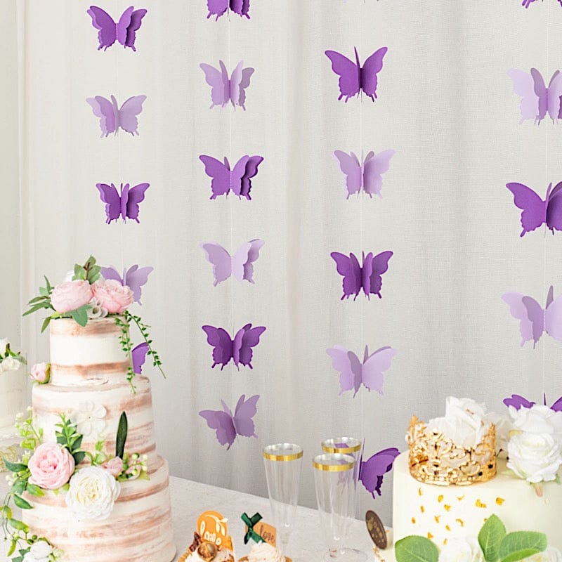 2 pcs 9 ft 3D Paper Butterfly String Banners Hanging Garlands