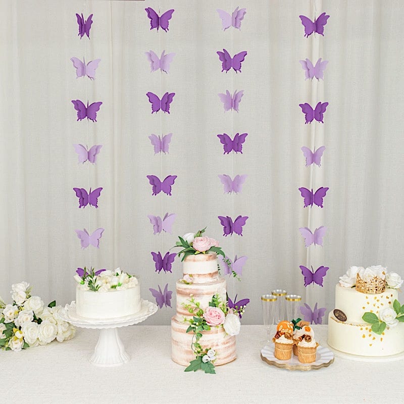 2 pcs 9 ft 3D Paper Butterfly String Banners Hanging Garlands