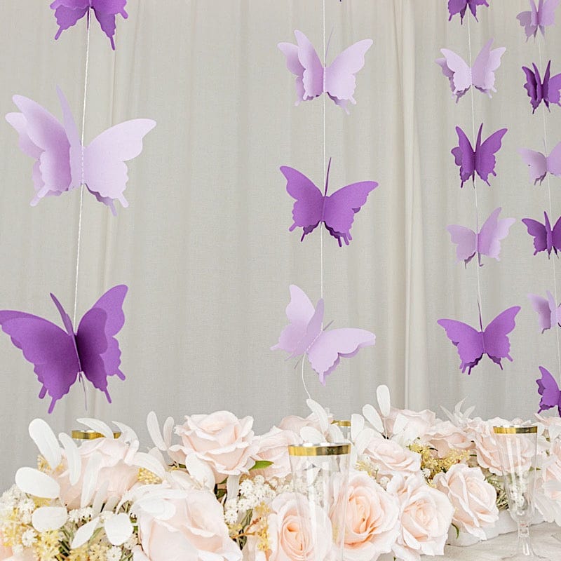 2 pcs 9 ft 3D Paper Butterfly String Banners Hanging Garlands