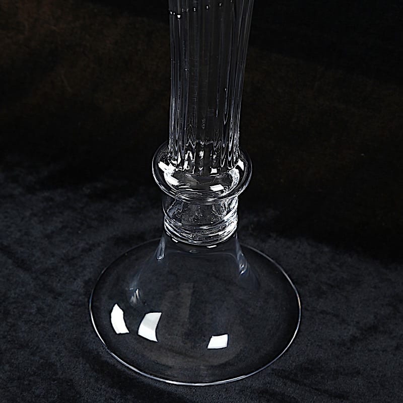 2 pcs Fluted Tall Reversible Ribbed Glass Trumpet Vases - Clear VASE_A72_RIB_24_CLR