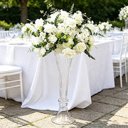 2 pcs Fluted Tall Reversible Ribbed Glass Trumpet Vases - Clear VASE_A72_RIB_24_CLR