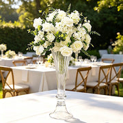 2 pcs Fluted Tall Reversible Ribbed Glass Trumpet Vases - Clear VASE_A72_RIB_24_CLR