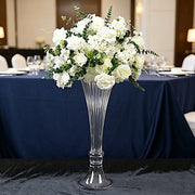 2 pcs Fluted Tall Reversible Ribbed Glass Trumpet Vases - Clear VASE_A72_RIB_24_CLR