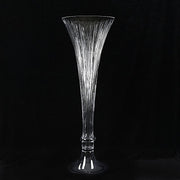 2 pcs Fluted Tall Reversible Ribbed Glass Trumpet Vases - Clear VASE_A72_RIB_24_CLR
