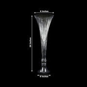 2 pcs Fluted Tall Reversible Ribbed Glass Trumpet Vases - Clear VASE_A72_RIB_24_CLR