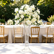 2 pcs Fluted Tall Reversible Ribbed Glass Trumpet Vases - Clear VASE_A72_RIB_24_CLR
