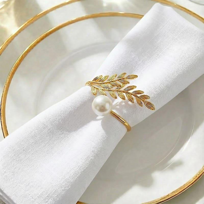 2 Pearl Rhinestone Napkin Rings - White NAP_RING_PRL02_WHT