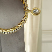 2 Plastic 6" Braided Barrette Style Curtain Tie Backs with Acrylic Crystal