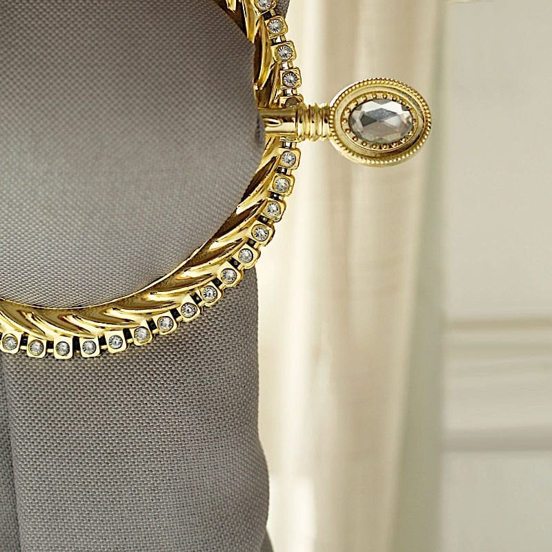 2 Plastic 6" Braided Barrette Style Curtain Tie Backs with Acrylic Crystal