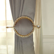 2 Plastic 6" Braided Barrette Style Curtain Tie Backs with Acrylic Crystal