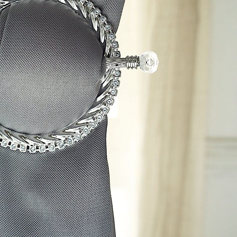 2 Plastic 6" Braided Barrette Style Curtain Tie Backs with Acrylic Crystal