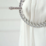 2 Plastic 6" Braided Barrette Style Curtain Tie Backs with Acrylic Crystal