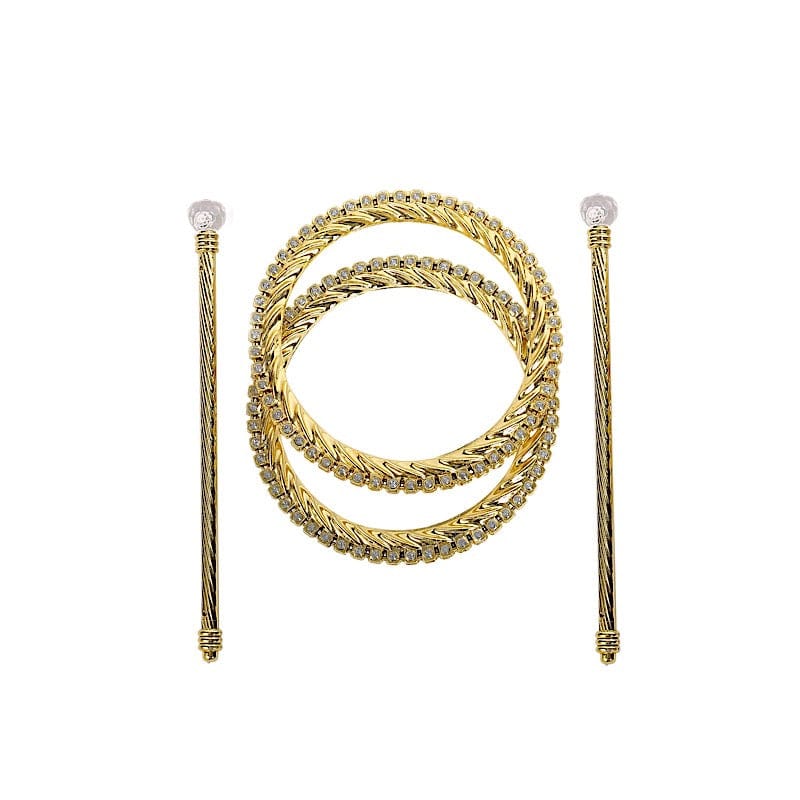 2 Plastic 6" Braided Barrette Style Curtain Tie Backs with Acrylic Crystal CUR_TIE_005_6_GOLD