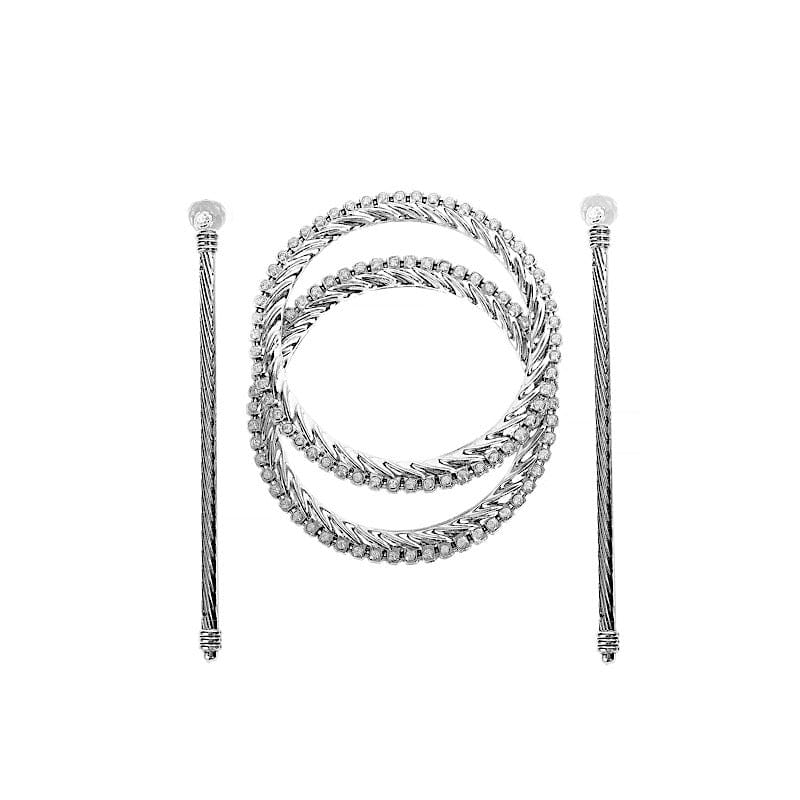 2 Plastic 6" Braided Barrette Style Curtain Tie Backs with Acrylic Crystal CUR_TIE_005_6_SILV