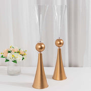 2 Plastic Reversible Trumpet Flower Vases Centerpieces with Crystals