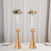 2 Plastic Reversible Trumpet Flower Vases Centerpieces with Crystals