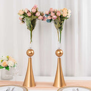 2 Plastic Reversible Trumpet Flower Vases Centerpieces with Crystals