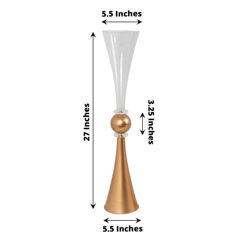 2 Plastic Reversible Trumpet Flower Vases Centerpieces with Crystals