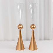 2 Plastic Reversible Trumpet Flower Vases Centerpieces with Crystals