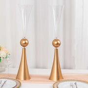 2 Plastic Reversible Trumpet Flower Vases Centerpieces with Crystals