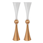 2 Plastic Reversible Trumpet Flower Vases Centerpieces with Crystals PLST_VASE_B01_26_CLGD