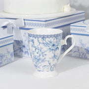 2 Porcelain Coffee Cups with Gift Box and Ribbon Handle