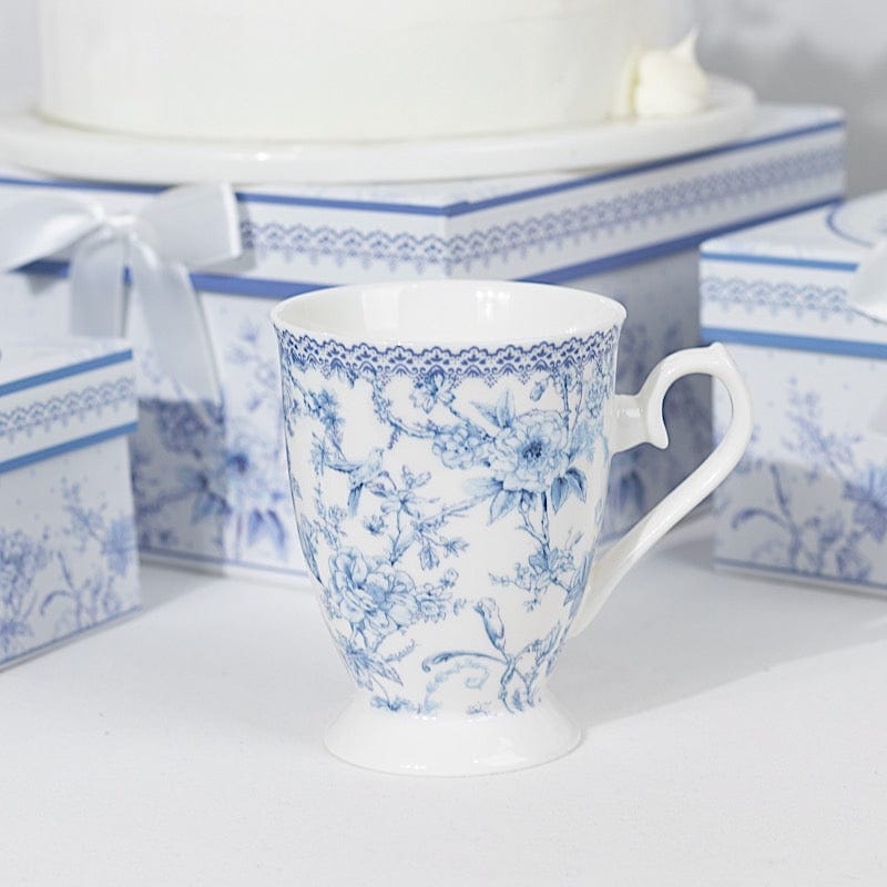 2 Porcelain Coffee Cups with Gift Box and Ribbon Handle