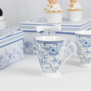 2 Porcelain Coffee Cups with Gift Box and Ribbon Handle